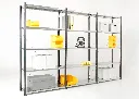 ADAPTIV 5 niveaux elements départ et 2suivants poteaux RAL7024 tabletttes galva situation stockage.webp